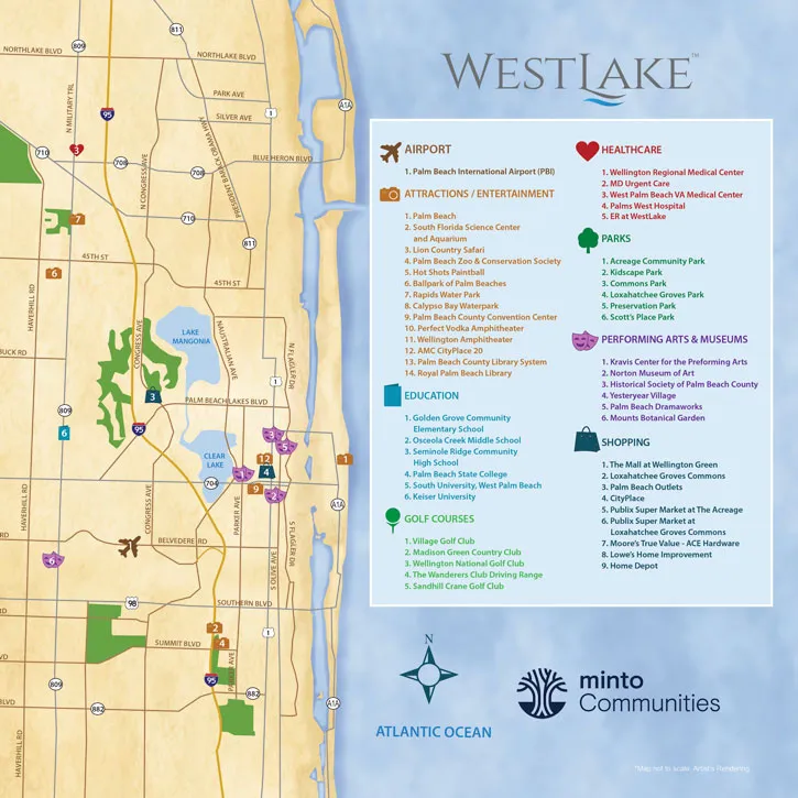 Westlake Minto Communities master plan site map — Palm Beach County new homes community plan
